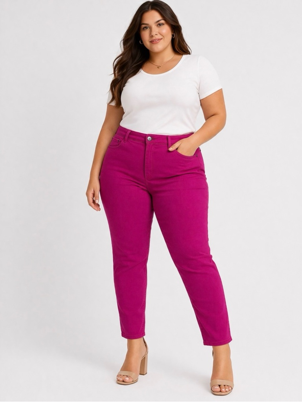 Rock & Republic Magenta Pink High Rise Skinny Ankle Jeans XL - Picture 1 of 14